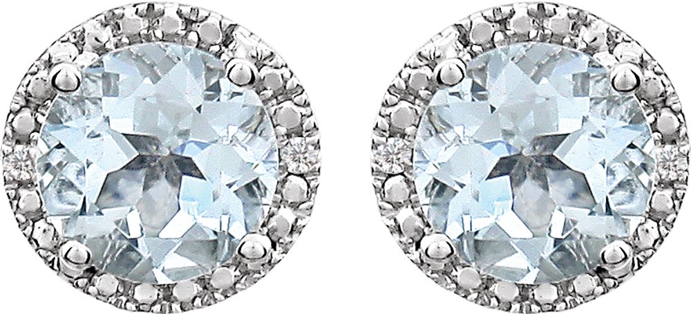 Sterling Silver Natural Aquamarine & .01 CTW Natural Diamond Earrings