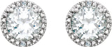 Sterling Silver Lab-Grown White Sapphire & .01 CTW Natural Diamond Earrings