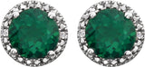 Sterling Silver Lab-Grown Emerald & .01 CTW Natural Diamond Earrings