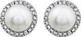 Sterling Silver Cultured White Freshwater Pearl & .01 CTW Natural Diamond Earrings