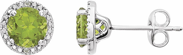 Sterling Silver Natural Peridot & .01 CTW Natural Diamond Earrings