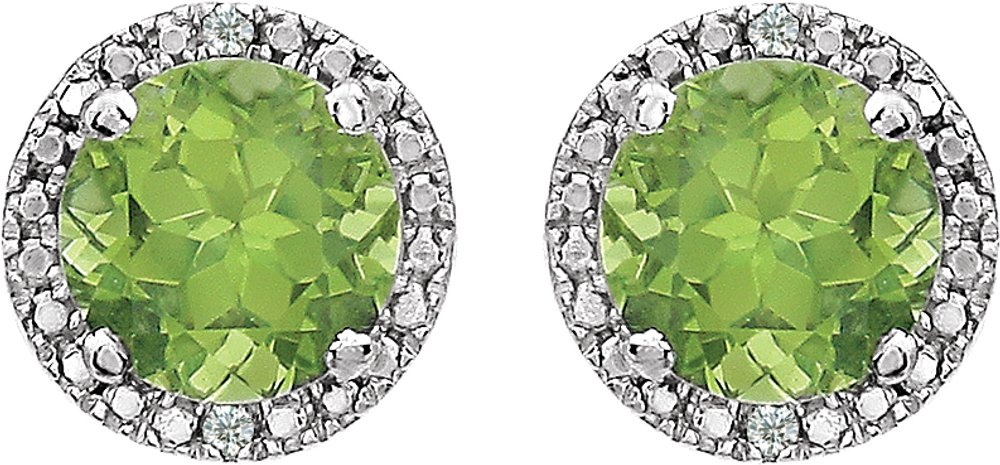 Sterling Silver Natural Peridot & .01 CTW Natural Diamond Earrings
