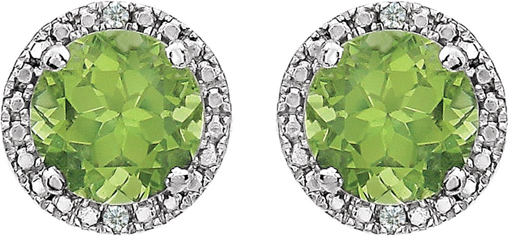 Sterling Silver Natural Peridot & .01 CTW Natural Diamond Earrings