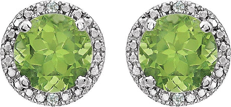 Sterling Silver Natural Peridot & .01 CTW Natural Diamond Earrings