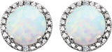 Sterling Silver Lab-Grown Opal & .01 CTW Natural Diamond Earrings