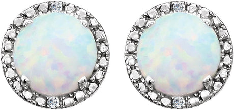 Sterling Silver Lab-Grown Opal & .01 CTW Natural Diamond Earrings