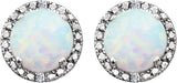 Sterling Silver Lab-Grown Opal & .01 CTW Natural Diamond Earrings