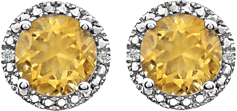 Sterling Silver Natural Citrine & .01 CTW Natural Diamond Earrings