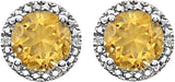 Sterling Silver Natural Citrine & .01 CTW Natural Diamond Earrings