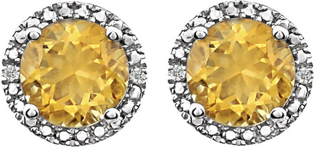 Sterling Silver Natural Citrine & .01 CTW Natural Diamond Earrings