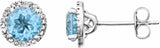 Sterling Silver Natural Sky Blue Topaz & .01 CTW Natural Diamond Earrings