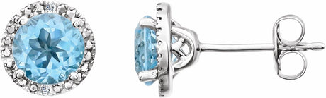 Sterling Silver Natural Sky Blue Topaz & .01 CTW Natural Diamond Earrings