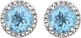 Sterling Silver Natural Sky Blue Topaz & .01 CTW Natural Diamond Earrings