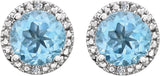 Sterling Silver Natural Sky Blue Topaz & .01 CTW Natural Diamond Earrings