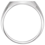 14K White 14x12 mm Oval Signet Ring