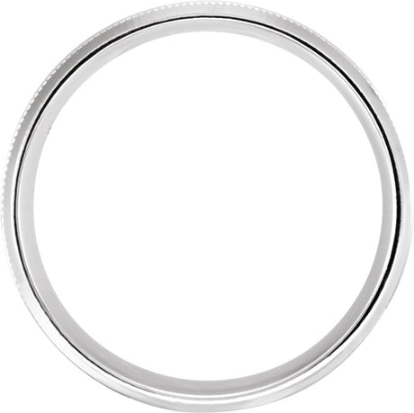 14K White Gold 8 mm Milgrain Beveled-Edge Comfort-Fit Half Round Band Size 9