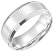 14K White Gold 8 mm Milgrain Beveled-Edge Comfort-Fit Half Round Band Size 9