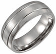 Titanium 8 mm Half Round Grooved Satin Band Size 7.5