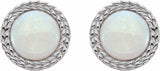 14K White Natural White Opal Bezel-Set Leaf Earrings