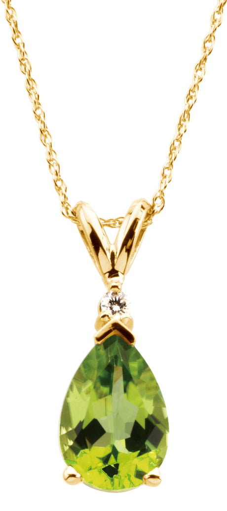 14K Yellow Natural Peridot & .04 CT Natural Diamond 18" Necklace