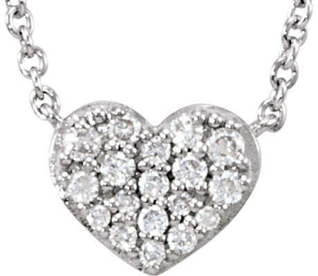 14K White Gold 1/10 CTW Natural Diamond Heart 18" Necklace