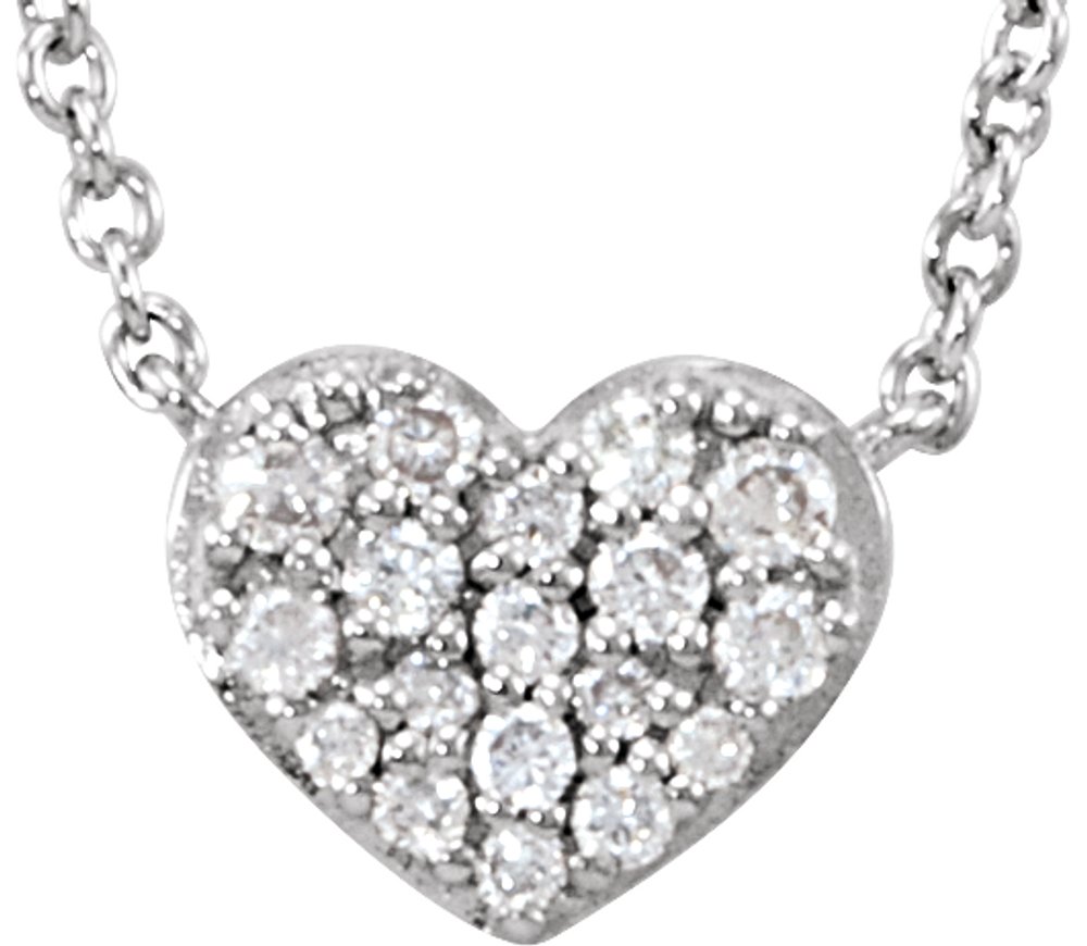 Sterling Silver 1/10 CTW Natural Diamond Heart 18" Necklace