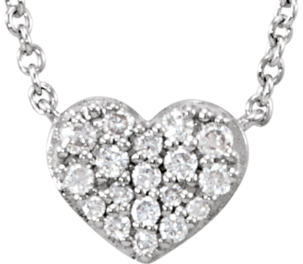 14K White Gold 1/10 CTW Natural Diamond Heart 18" Necklace