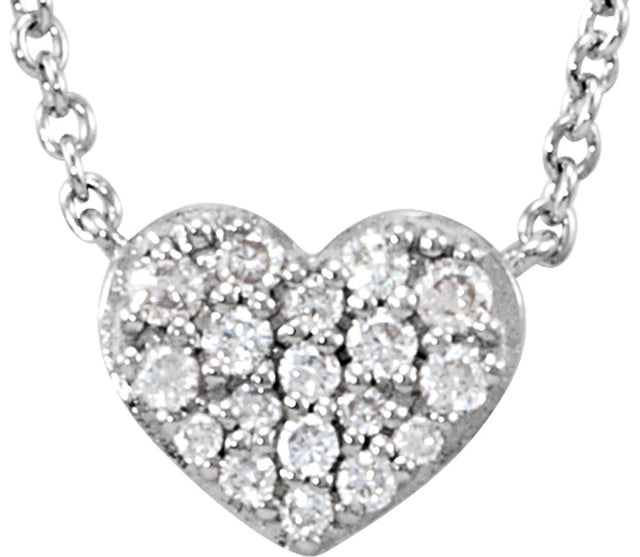 14K White Gold 1/10 CTW Natural Diamond Heart 18" Necklace