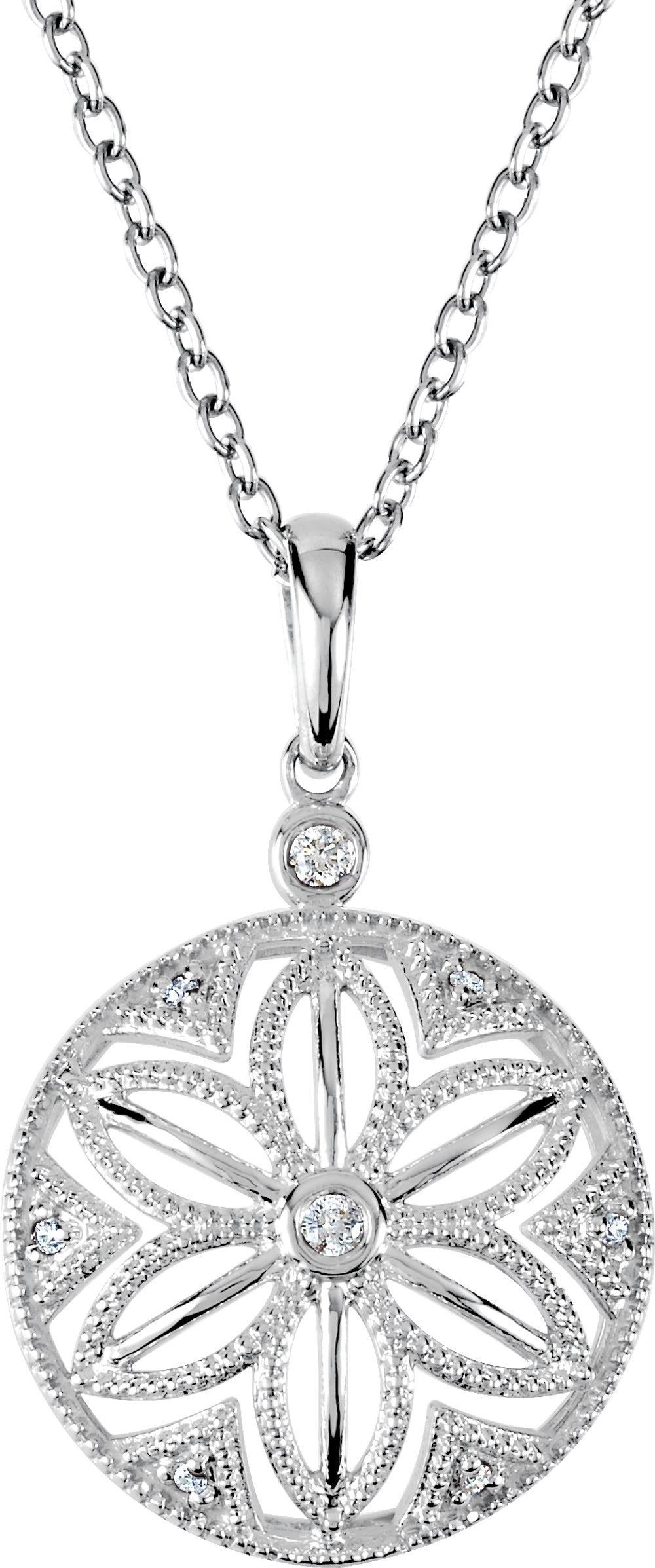 Sterling Silver .04 CTW Natural Diamond 18" Necklace