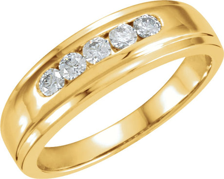14K Yellow Gold 1/3 CTW Natural Diamond Channel-Set Band 