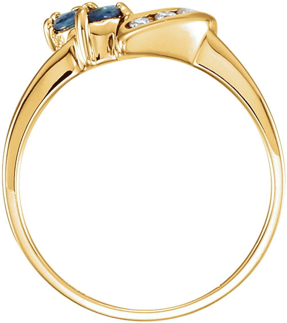14K Yellow Natural Blue Sapphire & .07 CTW Natural Diamond Ring