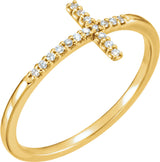 14K Yellow .07 CTW Natural Diamond Sideways Cross Ring 