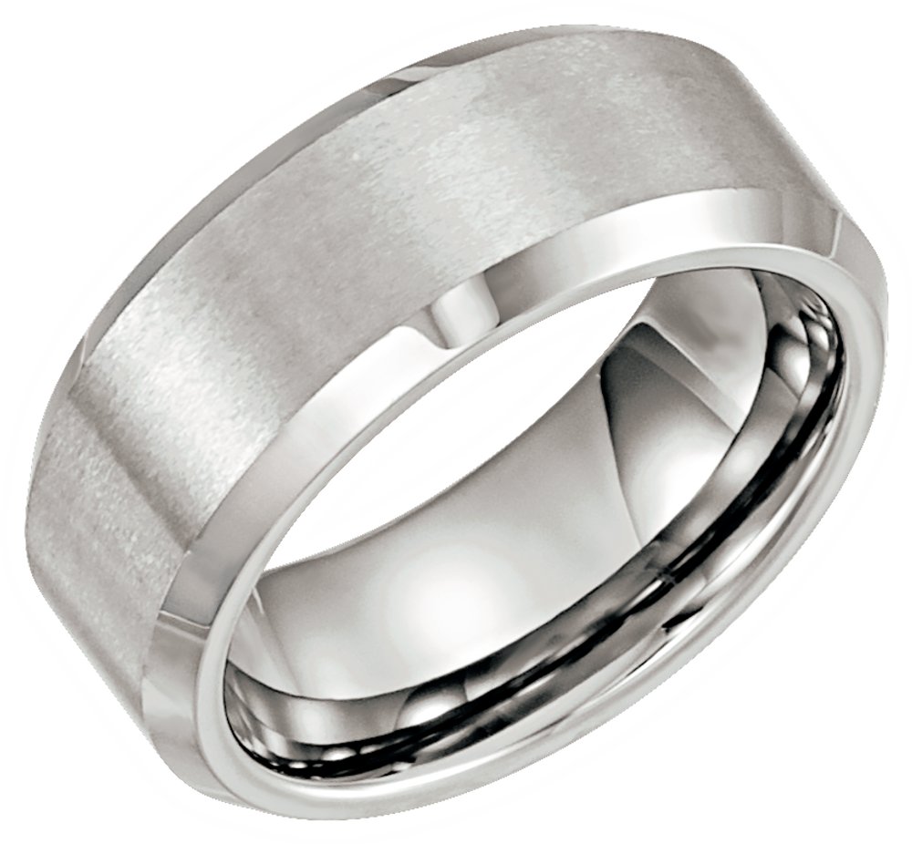 Tungsten 8 mm Beveled-Edge Comfort-Fit Band Size 7.5