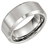 Tungsten 8 mm Beveled-Edge Comfort-Fit Band Size 7.5