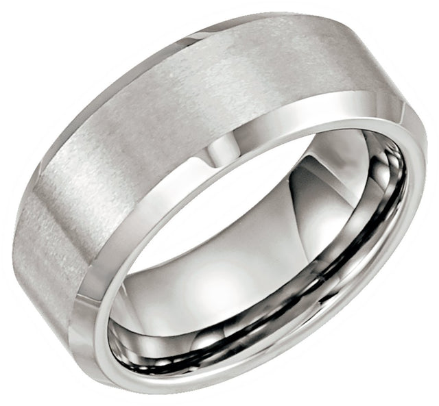 Tungsten 8 mm Beveled-Edge Comfort-Fit Band Size 7.5