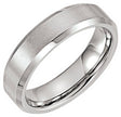 Tungsten 6 mm Satin & Polished Beveled-Edge Band Size 6