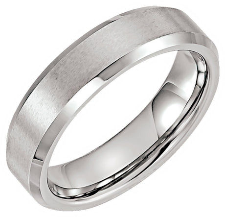 Tungsten 6 mm Beveled-Edge Inlay Band Size 7.5