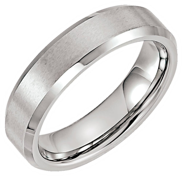 Tungsten 6 mm Beveled-Edge Inlay Band Size 7.5