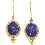 14K Yellow Natural Lapis Earring