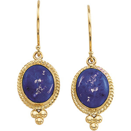 14K Yellow Natural Lapis Earring