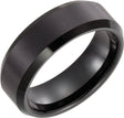 Black Immerse-Plated Tungsten 8 mm Beveled-Edge Inlay Comfort-Fit Band Size 7
