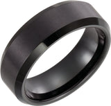 Black Immerse-Plated Tungsten 8 mm Beveled-Edge Inlay Comfort-Fit Band Size 7