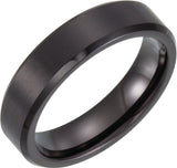 Black PVD Tungsten 6 mm Beveled-Edge Inlay Band Size 7
