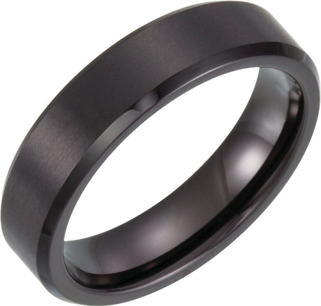Black PVD Tungsten 6 mm Beveled-Edge Inlay Band Size 7