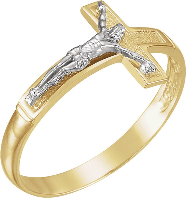 14K Yellow/White Crucifix Ring