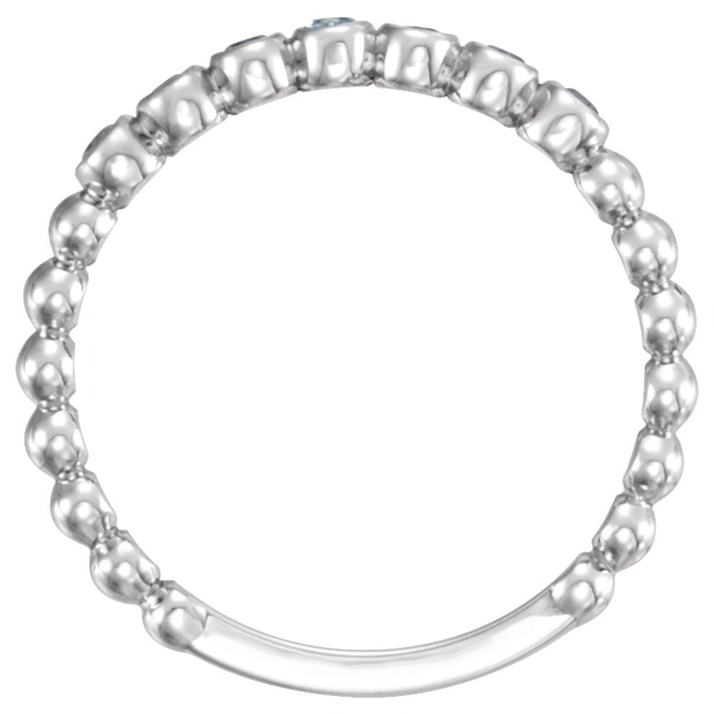 14K White Gold Natural Aquamarine Stackable Ring
