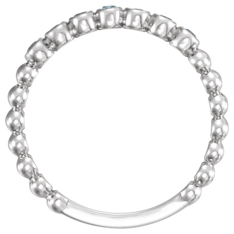 14K White Gold Natural Aquamarine Stackable Ring