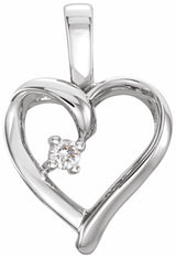 14K White .02 CT Natural Diamond Heart Pendant