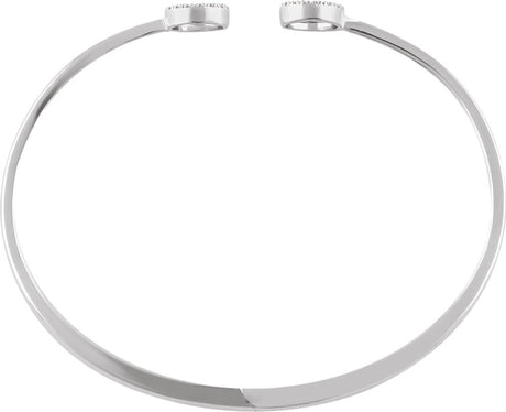 14K White Gold 1/6 CTW Natural Diamond Circle Hinged Cuff 7" Bracelet