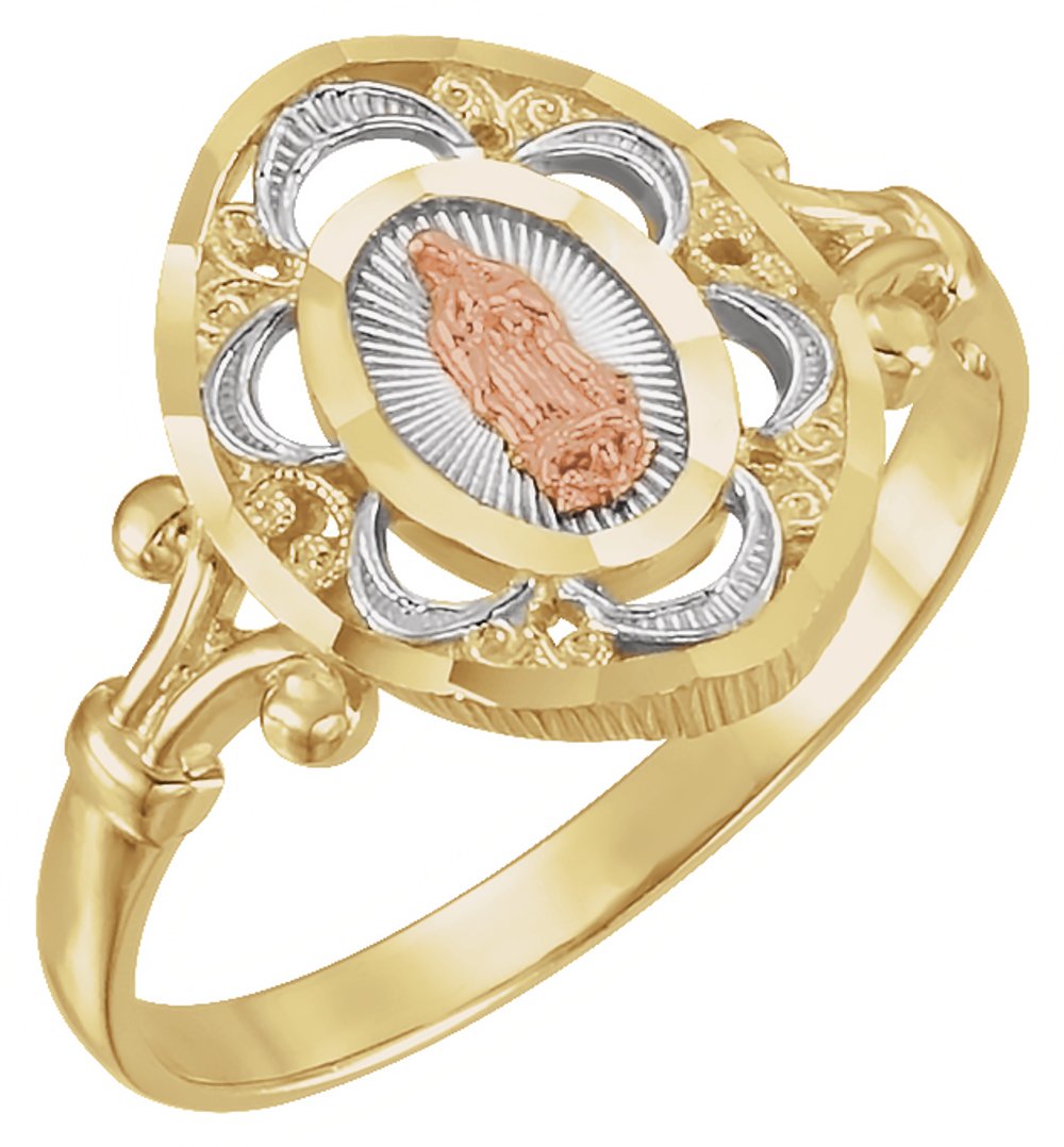 14K Yellow/Rose Our Lady of Guadalupe Ring